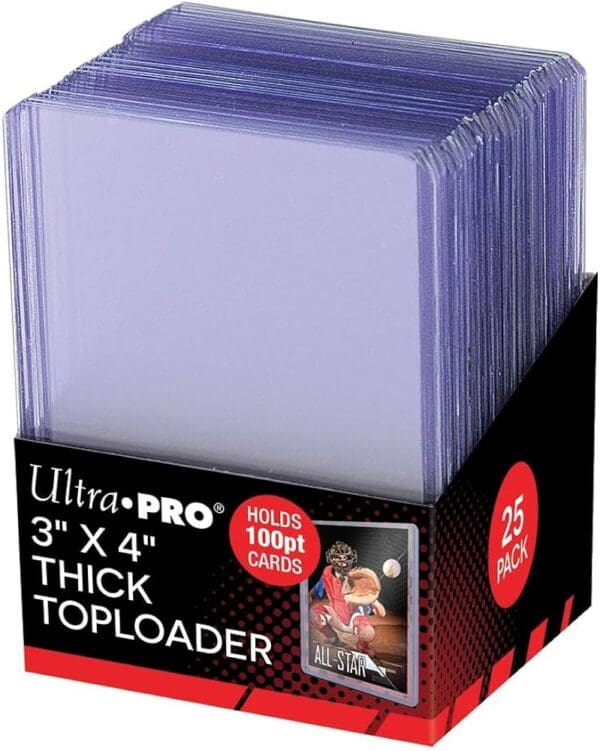 25 pack of 3" x 4" card top loaders.