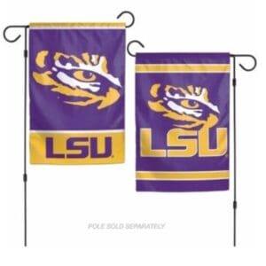 LSU garden flags with tiger mascot.