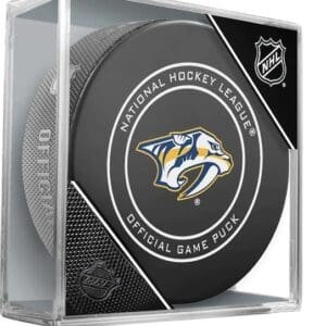 Nashville Predators NHL game puck in case.