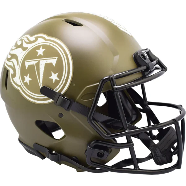 Green Tennessee Titans football helmet.