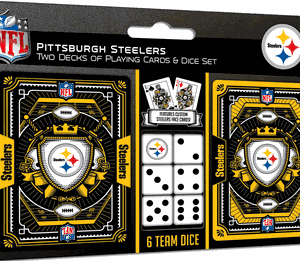 Pittsburgh Steelers playing cards and dice set.