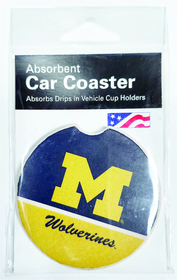 Michigan Wolverines car coaster.