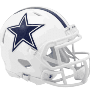 White Dallas Cowboys football helmet.