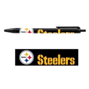 Black pen with Pittsburgh Steelers logo.