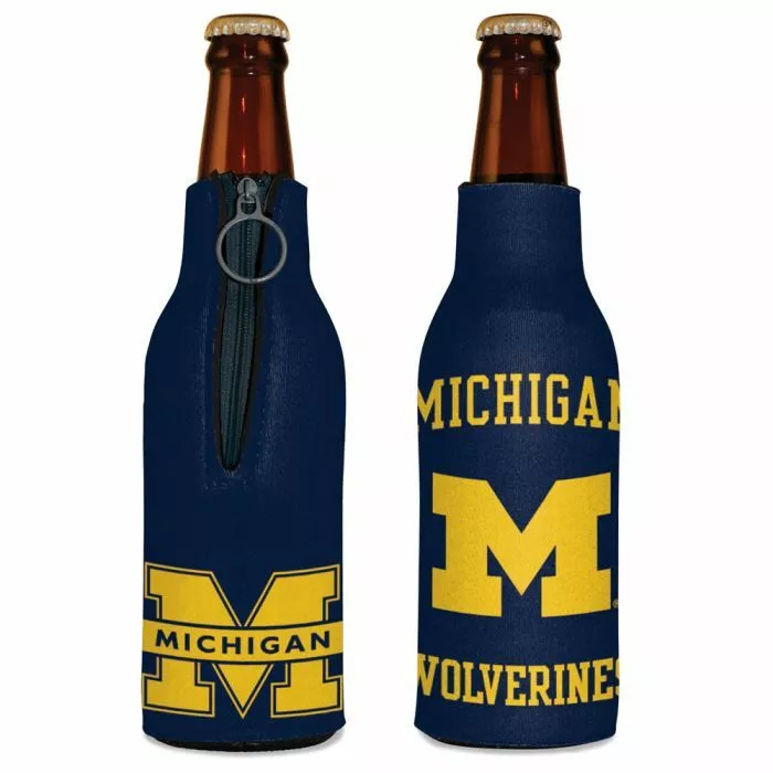 Michigan Wolverines bottle cooler with zipper