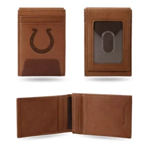 Brown leather Colts wallet, open & closed.
