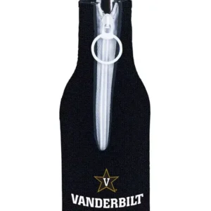 Black Vanderbilt bottle koozie with front zipper