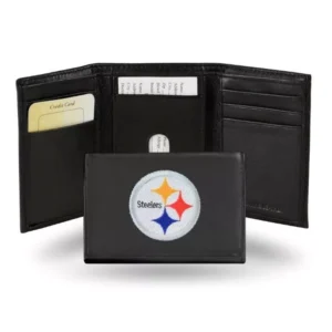 Black Steelers trifold leather wallet.