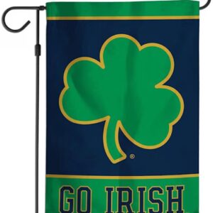 Flag with shamrock and "Go Irish" text.