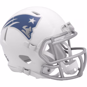 White football helmet with blue logo.