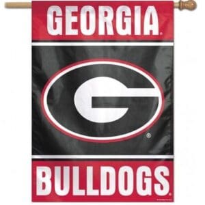 Georgia Bulldogs flag with logo displayed.