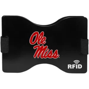 Ole Miss RFID card holder, black design.