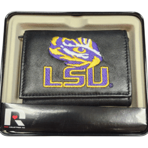 Black wallet with LSU tiger logo.