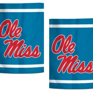Ole Miss text on blue flags.