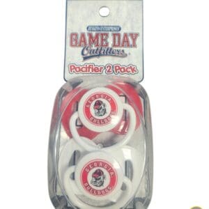 Georgia Bulldogs pacifier pack, red and white.