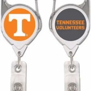 Tennessee Volunteers badge reels with clips.