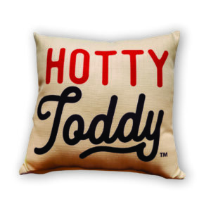 Cushion with "Hotty Toddy" text design.